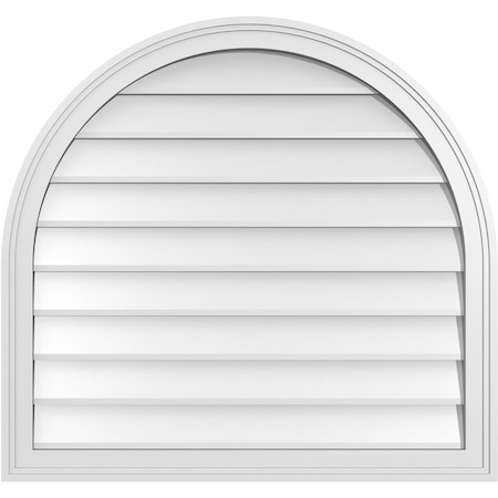 Ekena Millwork Round Top Surface Mount PVC Gable Vent w/ 2"W x 1-1/2"P Brickmould Frame, 32"W x 30"H GVPRT32X3002SN